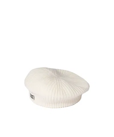 Miu Miu Wool And Cashmere Beret In White