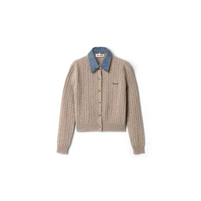 Miu Miu Wool And Cashmere Cardigan In Brown