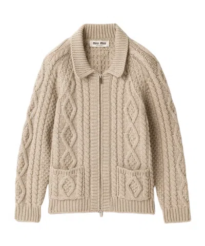 Miu Miu Wool And Cashmere Cardigan In White