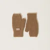 Miu Miu Wool And Cashmere Gloves In Camel Brown