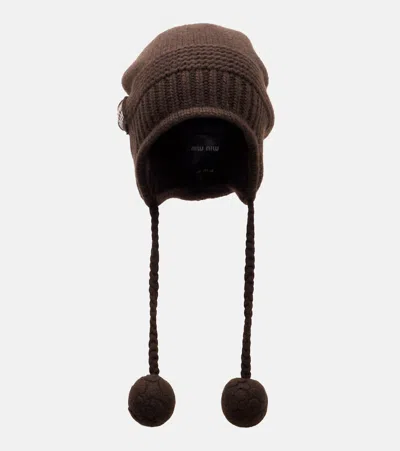 Miu Miu Wool And Cashmere Hat In Brown