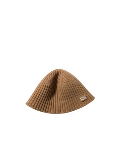Miu Miu Wool And Cashmere Hat In Camel Brown