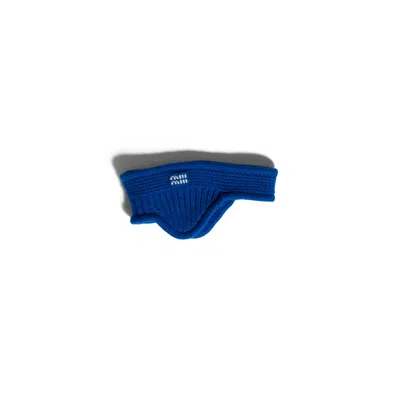 Miu Miu Wool And Cashmere Headband With Ear Flaps In Royal Blue
