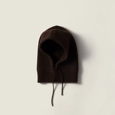 Miu Miu Wool And Cashmere Knit Hood In Brown
