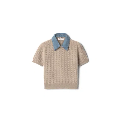 Miu Miu Wool And Cashmere Knit Sweater In Brown