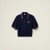 Miu Miu Wool And Cashmere Polo Sweater In Blue