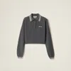 Miu Miu Wool And Cashmere Polo Sweater In Slate Gray