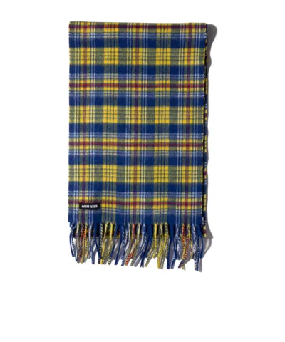 Miu Miu Wool And Cashmere Scarf In Royal Blue/yellow