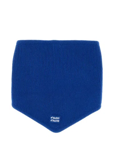 Miu Miu Wool And Cashmere Shawl In Blue