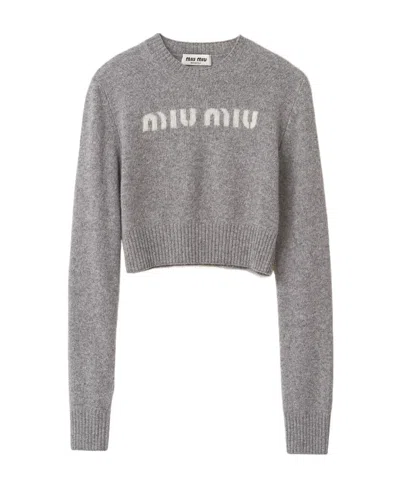 Miu Miu Wool And Cashmere Sweater In Gray