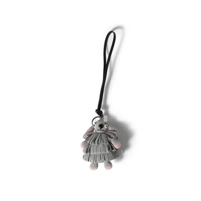 Miu Miu Wool And Leather Key Ring Trick In Gray