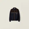Miu Miu Wool And Leather Zipper Cardigan In Black