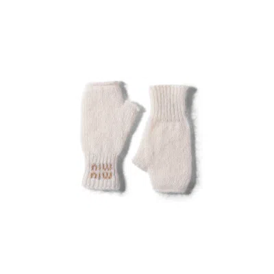 Miu Miu Wool And Mohair Gloves In White