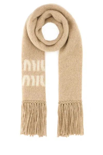 Miu Miu Wool And Mohair Scarf In Beige