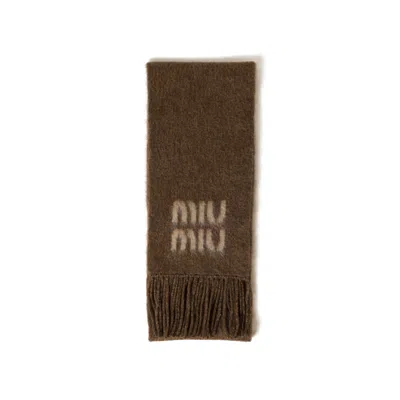 Miu Miu Wool And Mohair Scarf In Brown