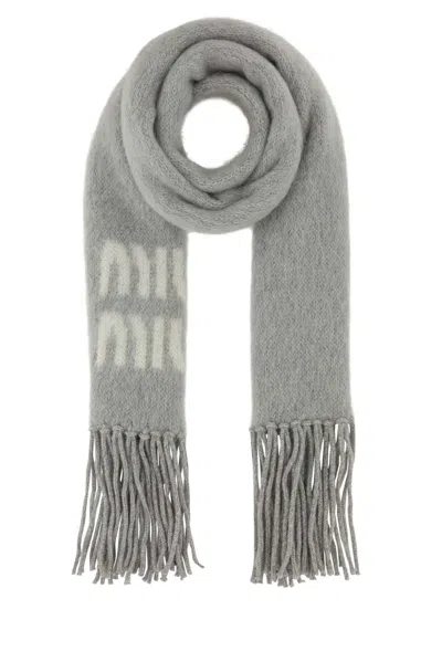 Miu Miu Wool And Mohair Scarf In Gray