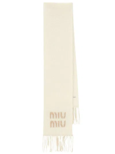 Miu Miu Wool And Mohair Scarf In Neutral