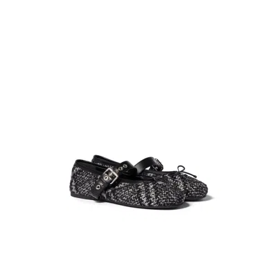 Miu Miu Wool And Silk Ballerinas In Black
