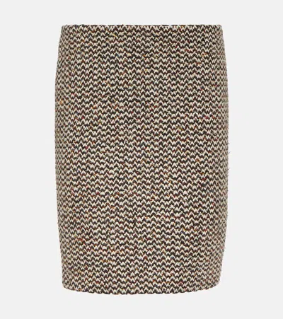 Miu Miu Wool And Silk-blend Bouclé Pencil Skirt In Multicoloured