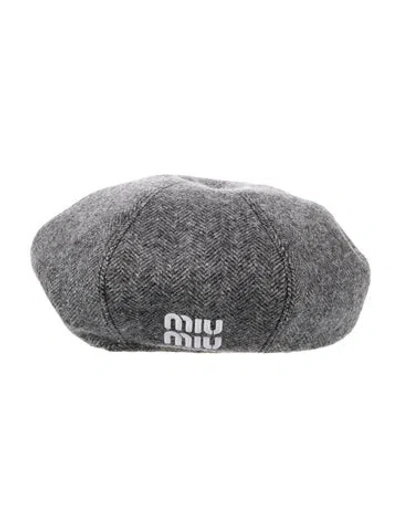 Pre-owned Miu Miu Wool Bakers Hat In Gray