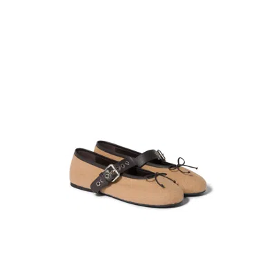 Miu Miu Wool Ballerinas In Brown