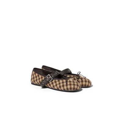Miu Miu Wool Ballerinas In Camel/cocoa Brown