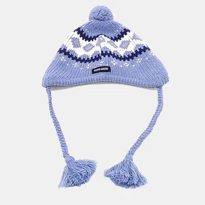 Pre-owned Miu Miu Wool Beanie In Blue