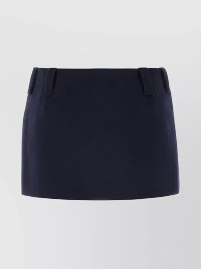 Miu Miu Wool Blend Mini Skirt With Belt Loops In Blue