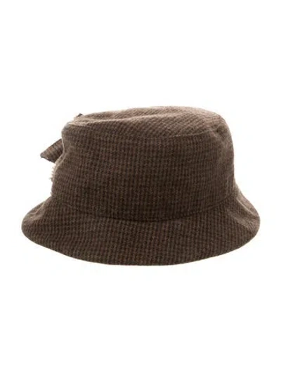 Pre-owned Miu Miu Wool Blend Pattern Print Bucket Hat In Brown