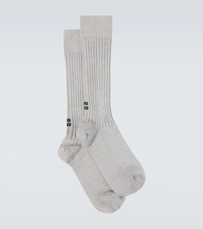 Miu Miu Wool-blend Socks In Gray