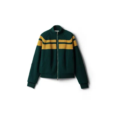 Miu Miu Wool Bomber Jacket With Zipper In Green