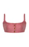 Miu Miu Wool Boucle Cropped Top In Pink
