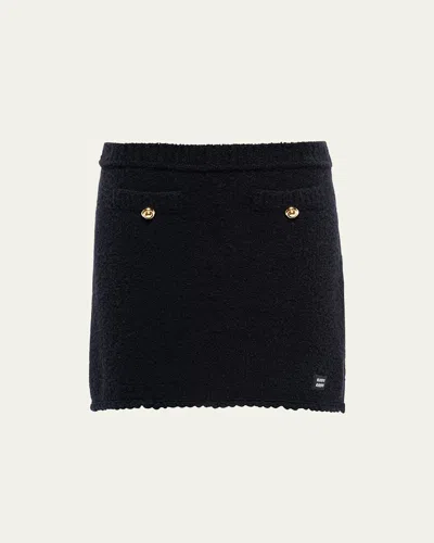 Miu Miu Wool Boucle Mini Skirt In Nero