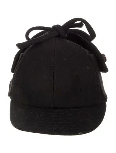 Pre-owned Miu Miu Wool Button Hat In Black