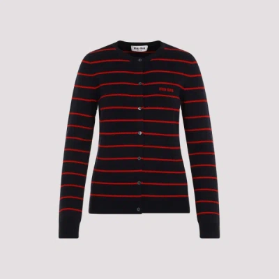 Miu Miu Wool Cardigan 38 In Bleu & Rosso