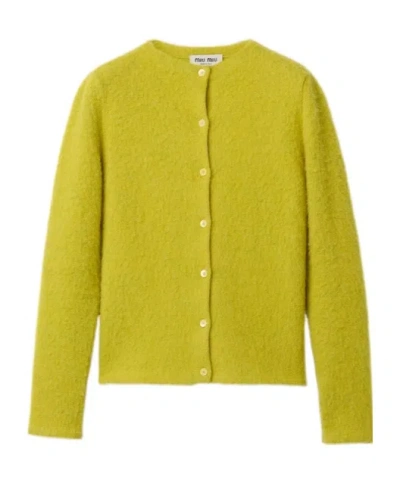 Miu Miu Wool Cardigan In Green