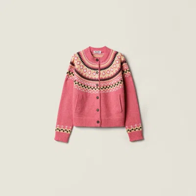 Miu Miu Wool Cardigan In Pink