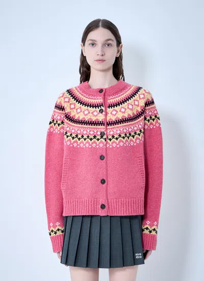 Miu Miu Wool Cardigan In Pink