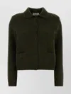 Miu Miu Wool Cardigan With Collared Design And Pockets In Burgundy