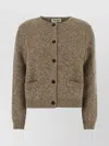 Miu Miu Wool Cardigan With Crew Neck And Pockets In Green