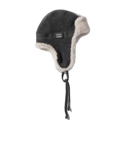 Miu Miu Wool, Cashmere And Shearling Trapper Hat In Multi