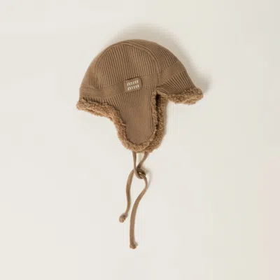 Miu Miu Wool, Cashmere And Shearling Trapper Hat In Brown