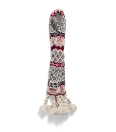 Miu Miu Wool-cashmere Knitted Bag Charm In Neutral