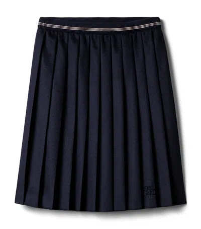 Miu Miu Wool-cashmere Pleated Midi Skirt In Black