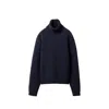 Miu Miu Oversized Shetland Wool Turtleneck Cashmere Sweater In Blue