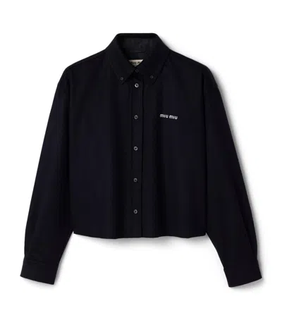 Miu Miu Wool-cashmere Velour Shirt In Black