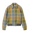 Miu Miu Windowpane Check Wool Zip Jacket In Multi