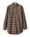 Miu Miu Checked Wool Long-sleeved Shirt In Brown