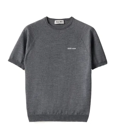 Miu Miu Wool Crew-neck Sweater In Black