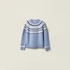Miu Miu Virgin Wool Crewneck Knitwear In Blue